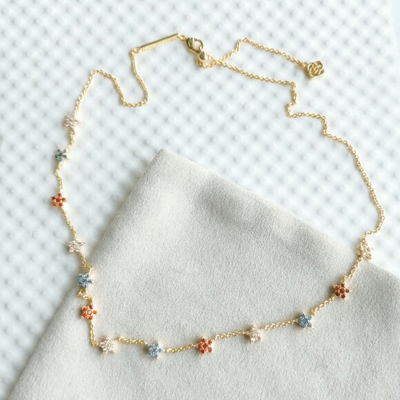 Kendra Scott Gold Crystal Sierra Star Strand Necklace NEW - Picture 3 of 5